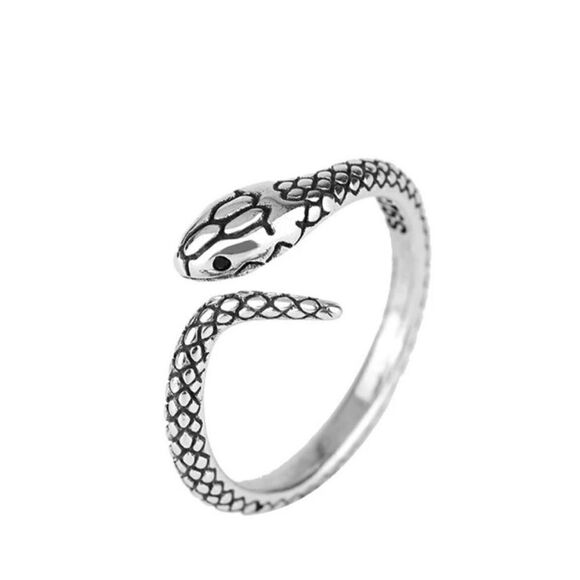 The Mini Serpent Ring adjustable in antiqued 925 silver - Picture 4 of 7